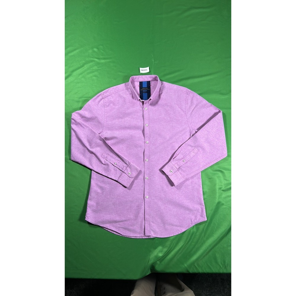 Zara Man Slim Fit Mauve Oxford Shirt XXL Mens Purple Button Down Long Sleeve